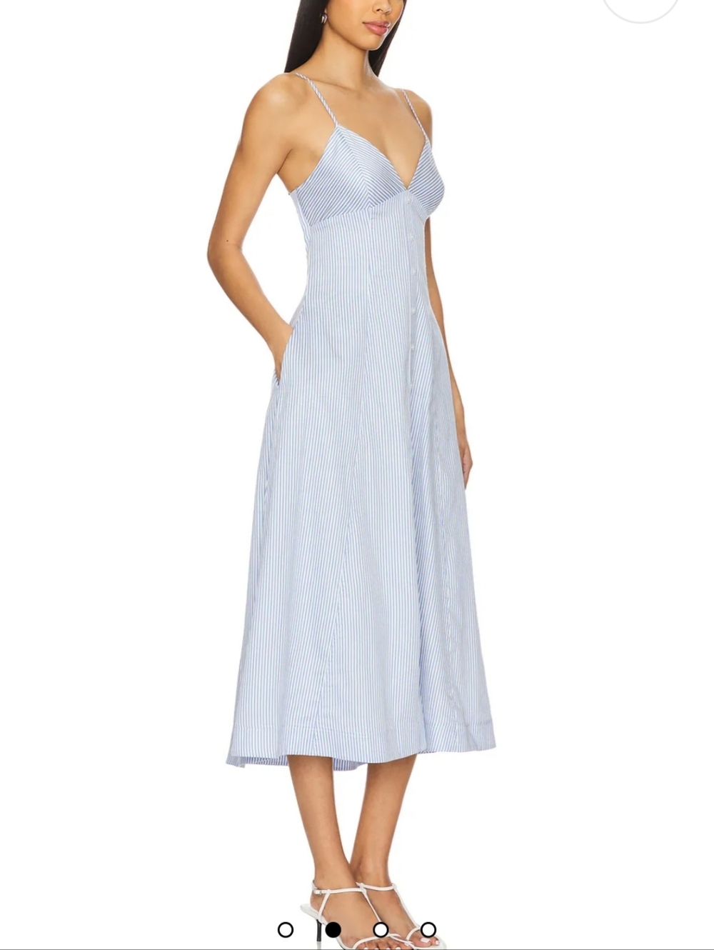 Nwot 2026 Simkhai HONOR Cotton Button Up Striped Dress Hydrangea Blue 6 - Picture 5 of 9